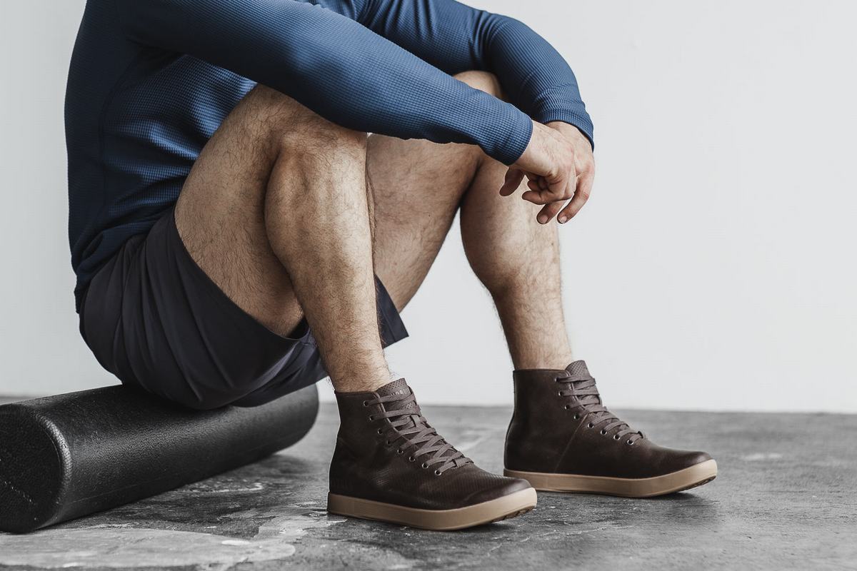 Nobull High-Top Leather Trainer Fitness Schoenen Heren Bruin | 742965-ZDV
