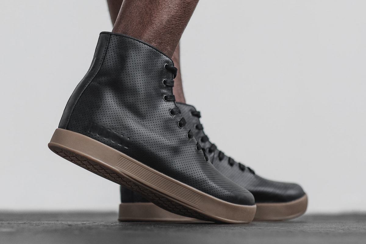 Nobull High-Top Leather Trainer Fitness Schoenen Heren Zwart | 791382-FZV