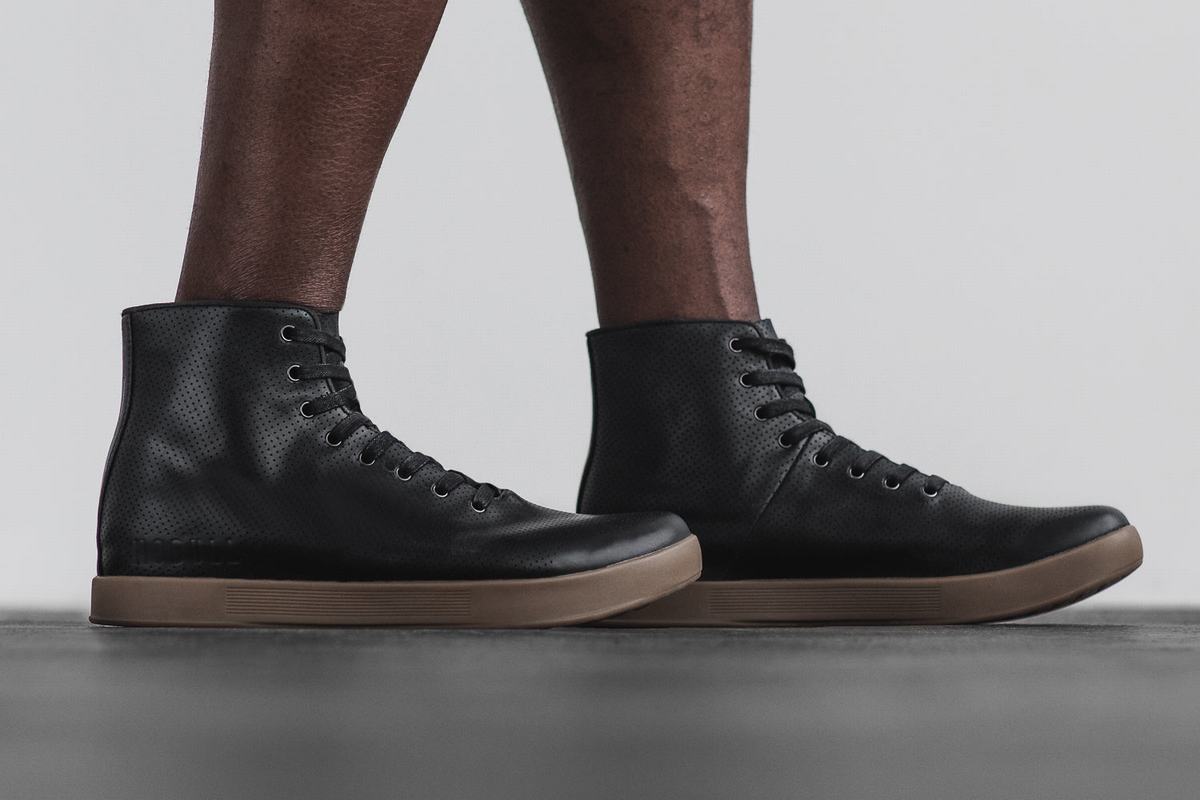 Nobull High-Top Leather Trainer Fitness Schoenen Heren Zwart | 791382-FZV