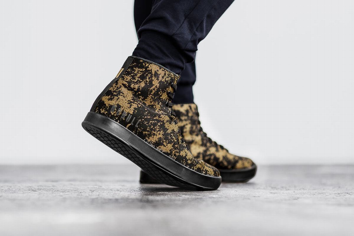 Nobull High-Top Pride Canvas Trainer Fitness Schoenen Dames Goud Zwart | 902481-SVO