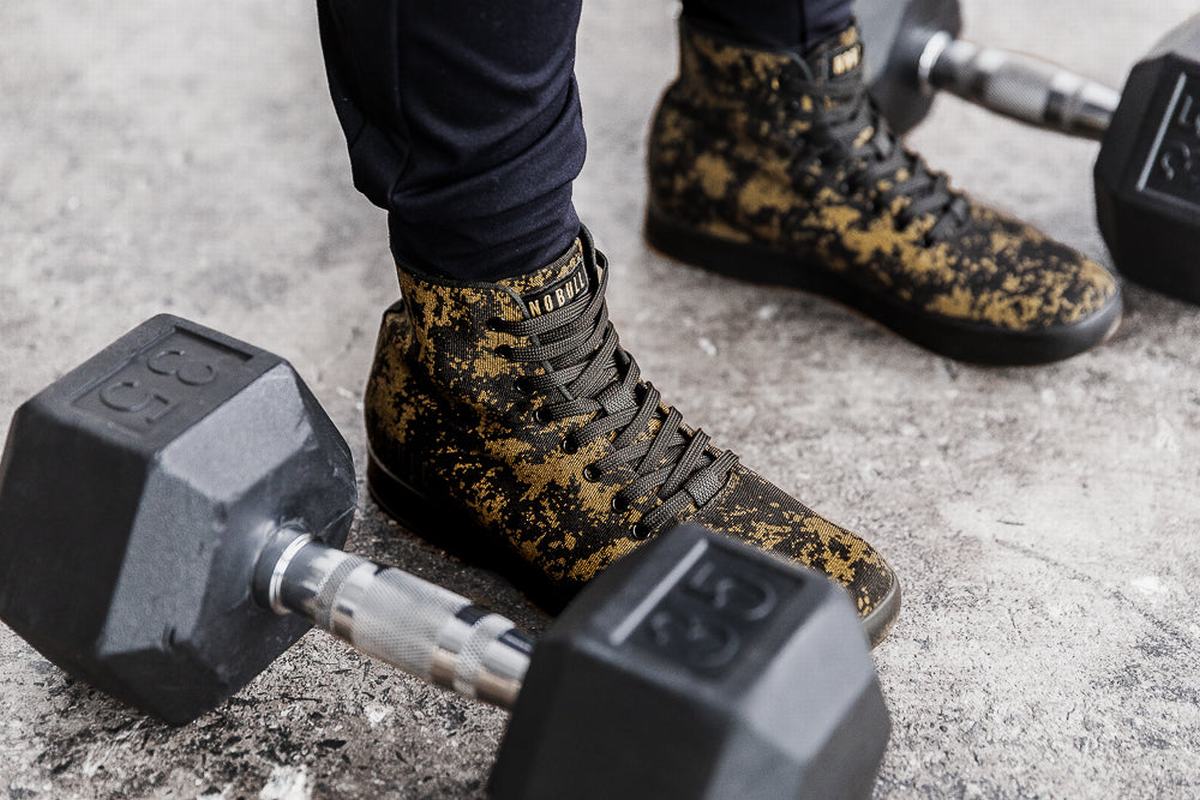 Nobull High-Top Pride Canvas Trainer Fitness Schoenen Dames Goud Zwart | 902481-SVO