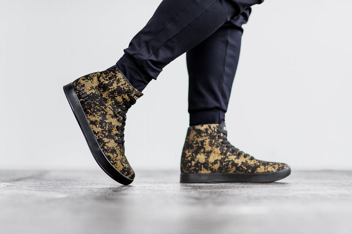 Nobull High-Top Pride Canvas Trainer Fitness Schoenen Dames Goud Zwart | 902481-SVO