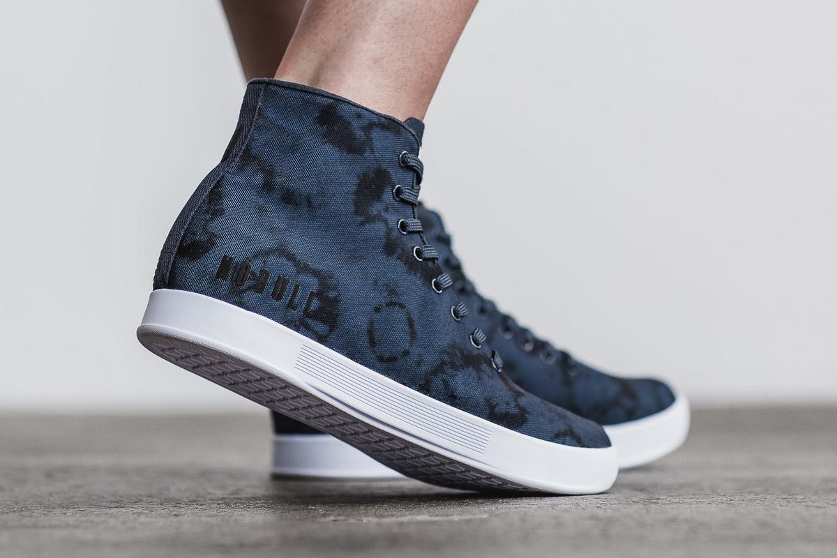 Nobull High-Top Tie-Dye Canvas Trainer Fitness Schoenen Dames Donkerblauw | 056123-VFY