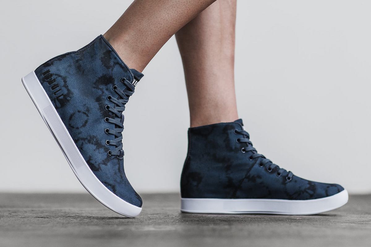 Nobull High-Top Tie-Dye Canvas Trainer Fitness Schoenen Dames Donkerblauw | 056123-VFY