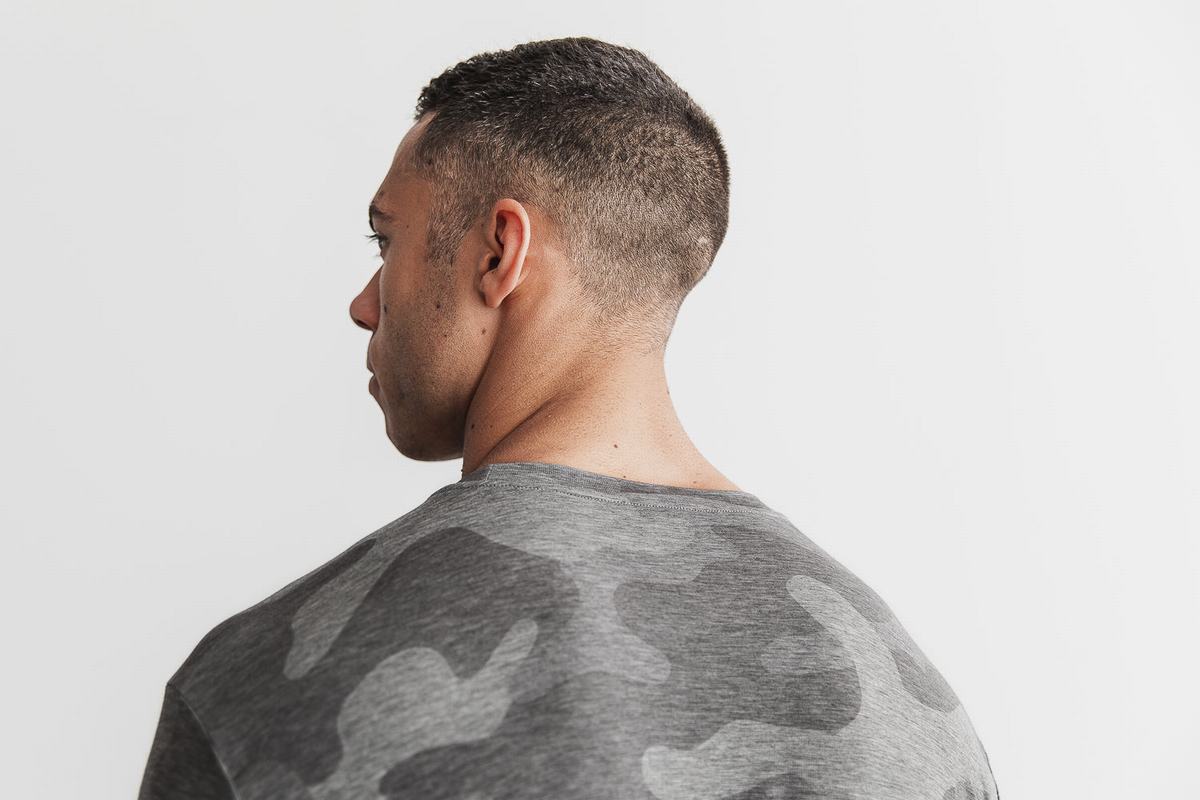Nobull Horns T-shirts Heren Grijs Camo | 041573-EZY