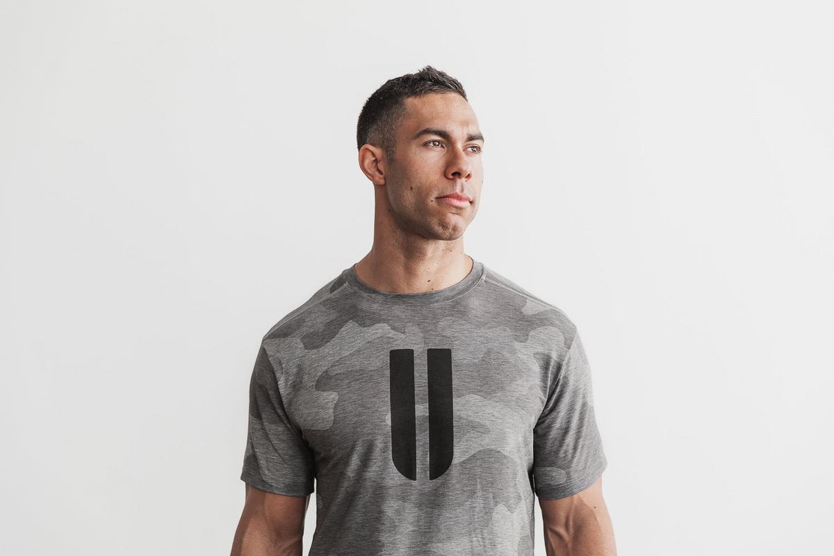 Nobull Horns T-shirts Heren Grijs Camo | 041573-EZY
