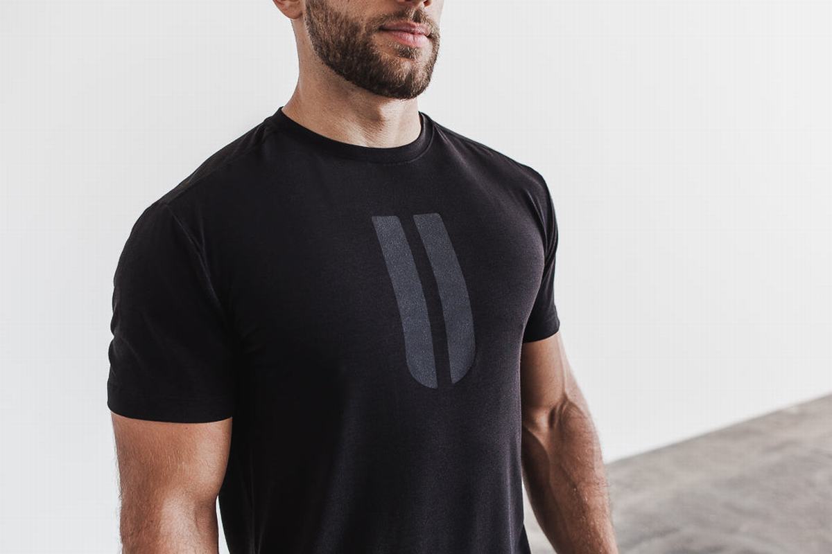 Nobull Horns T-shirts Heren Zwart | 047253-NVX