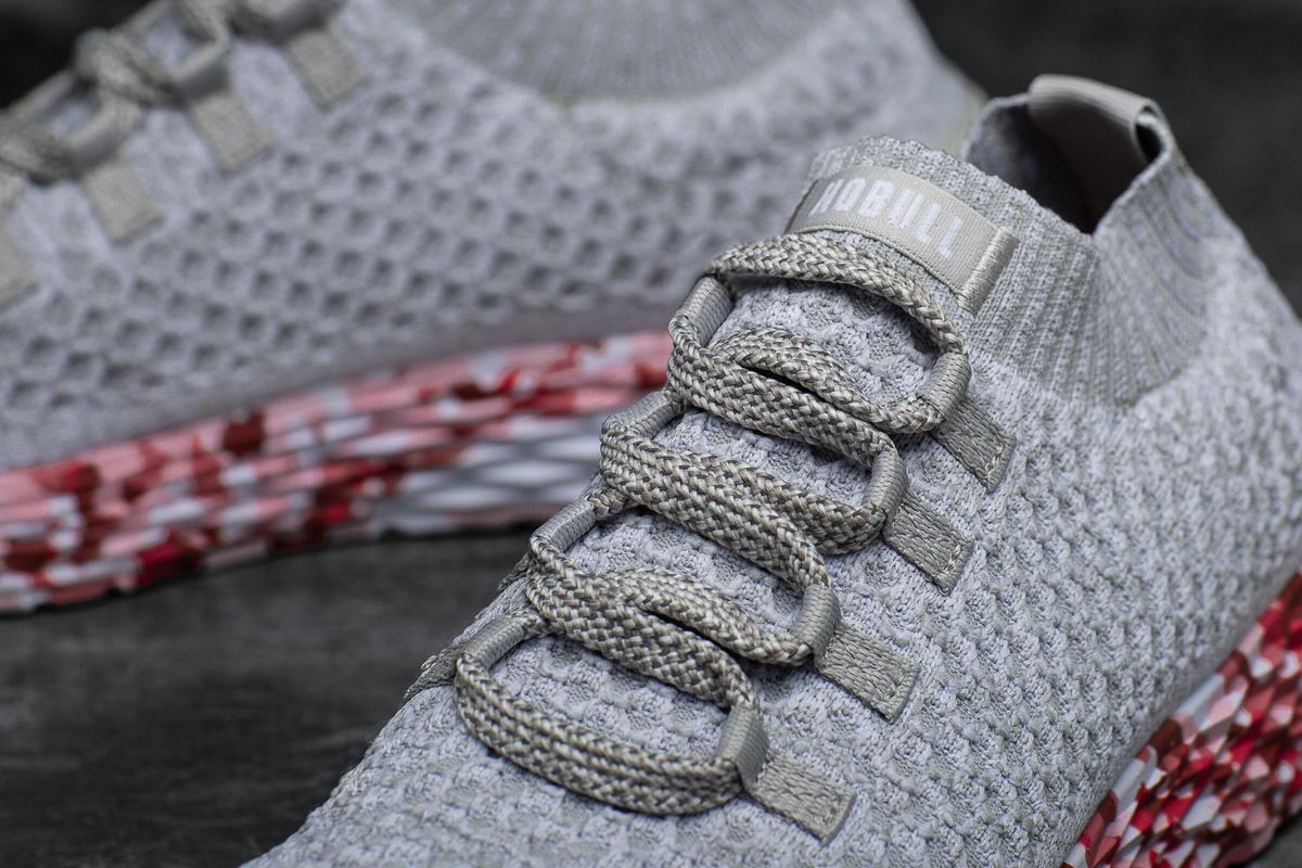 Nobull Knit Runner Loopschoenen Dames Grijs Rood | 029856-UZD