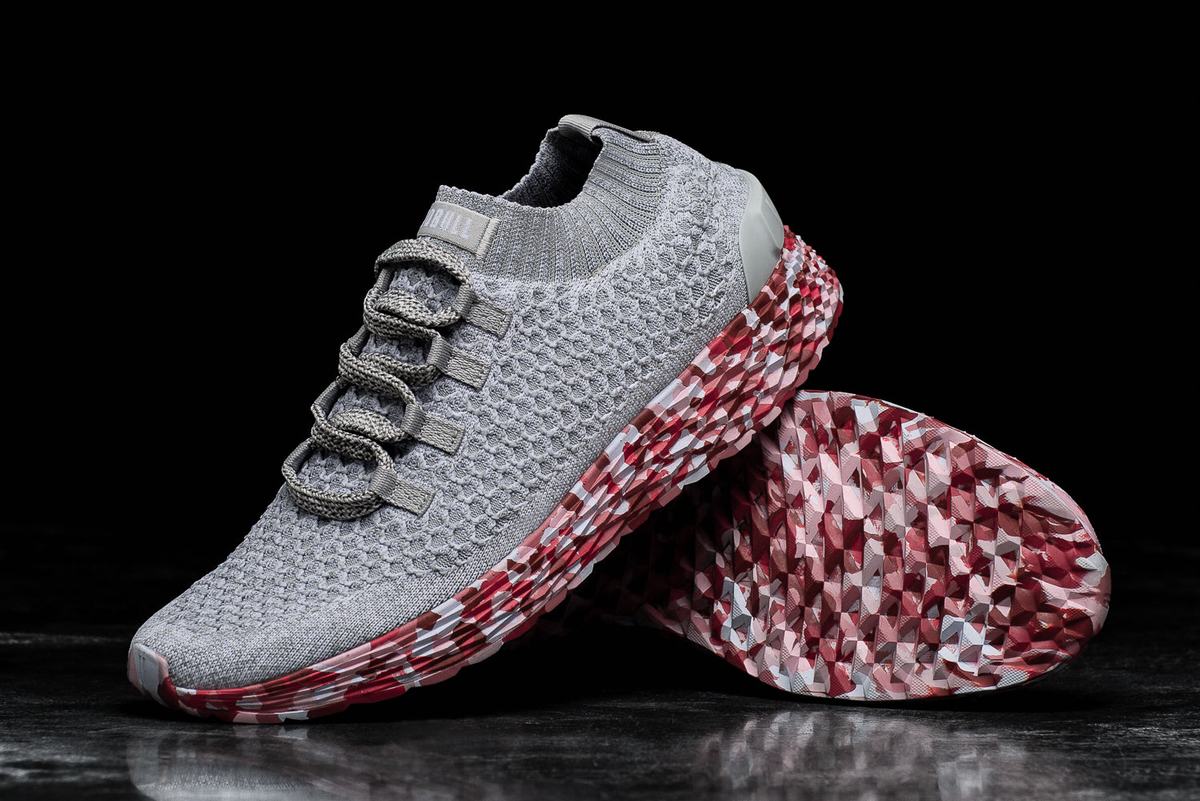 Nobull Knit Runner Loopschoenen Dames Grijs Rood | 029856-UZD