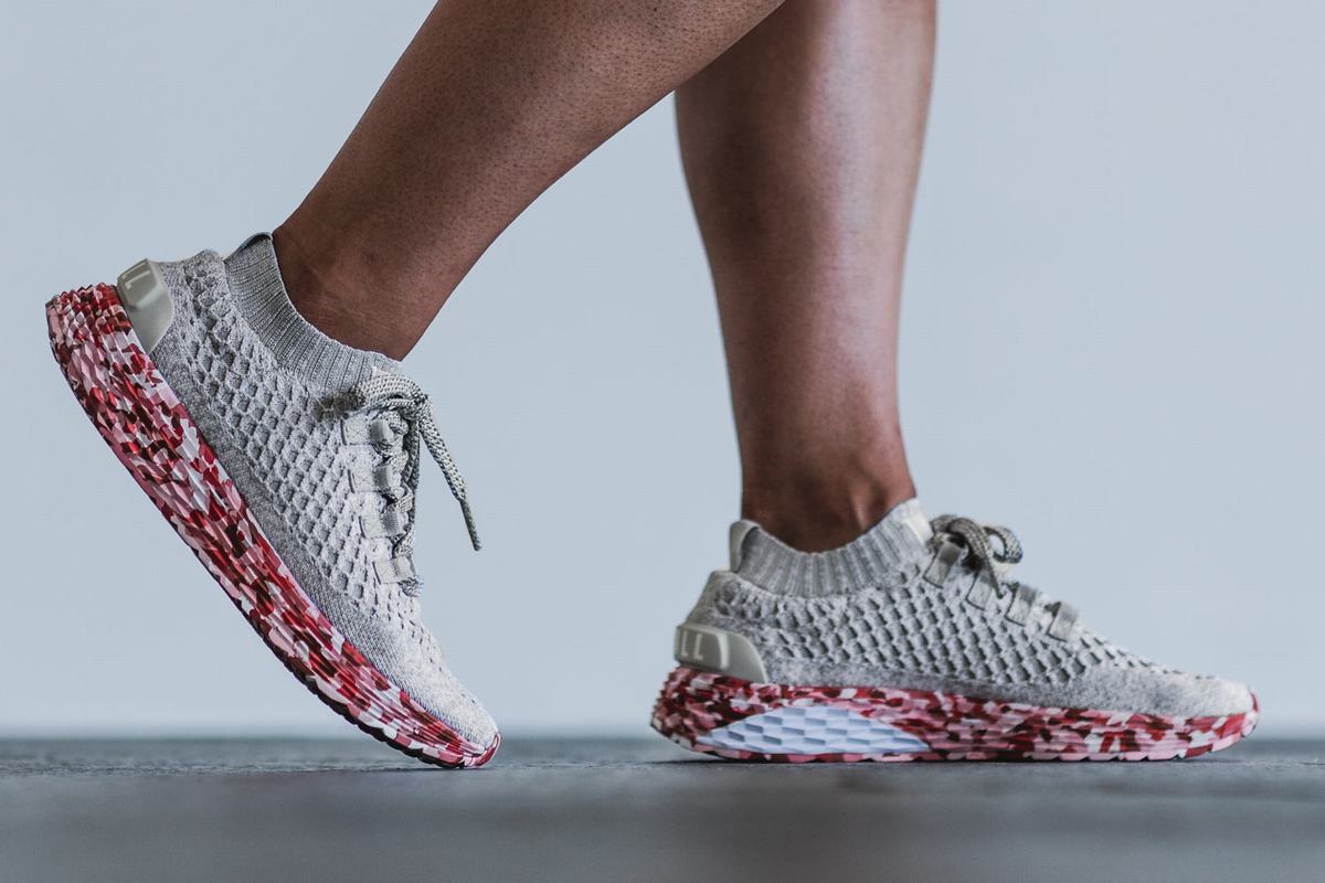 Nobull Knit Runner Loopschoenen Dames Grijs Rood | 029856-UZD