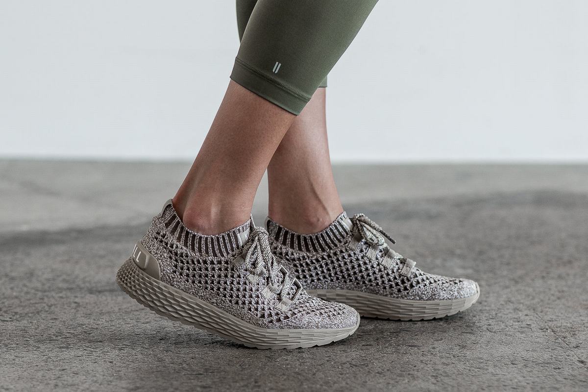 Nobull Knit Runner Loopschoenen Dames Khaki | 915074-BDI