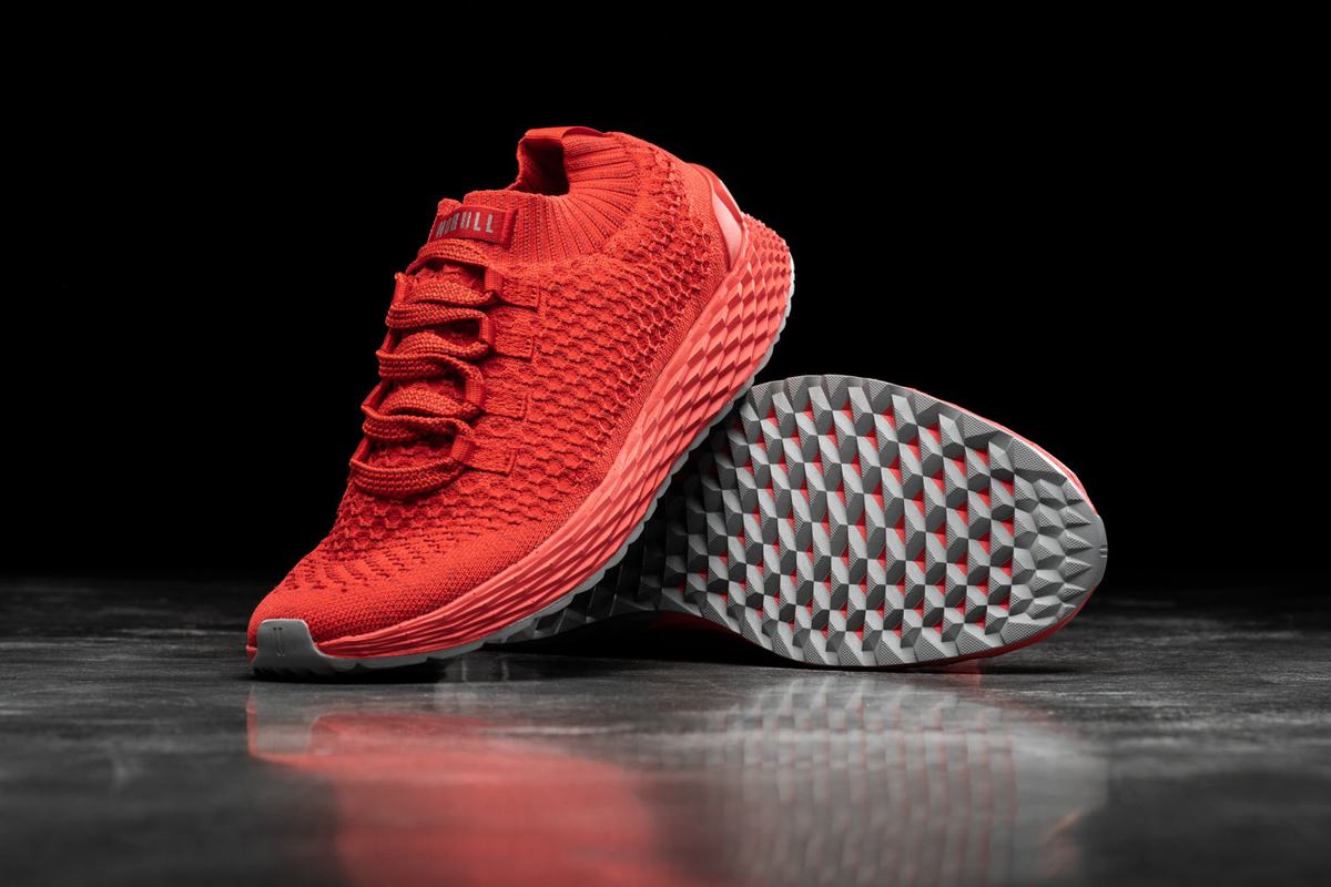 Nobull Knit Runner Loopschoenen Dames Lichtrood | 186342-YPD