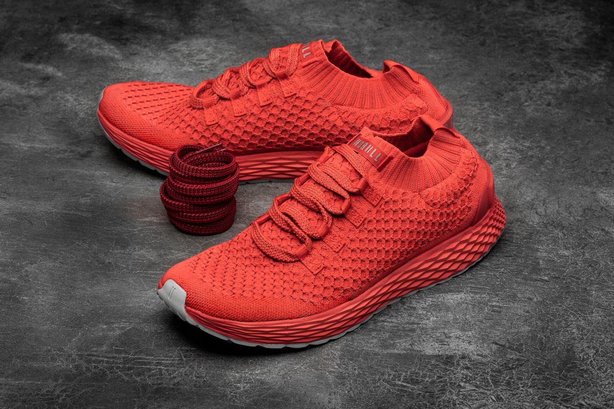 Nobull Knit Runner Loopschoenen Dames Lichtrood | 186342-YPD