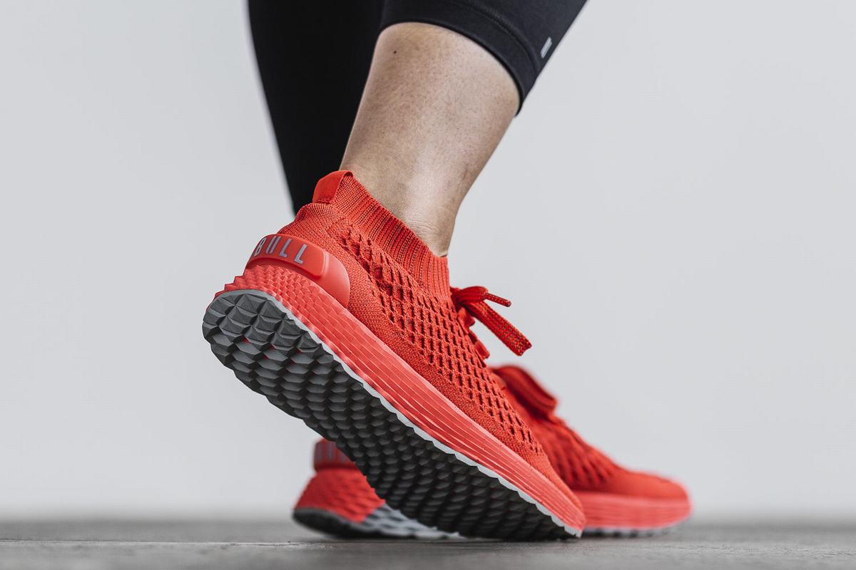 Nobull Knit Runner Loopschoenen Dames Lichtrood | 186342-YPD