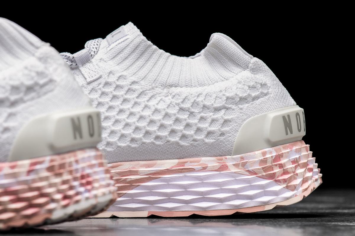 Nobull Knit Runner Loopschoenen Dames Wit Roze | 654981-WFU