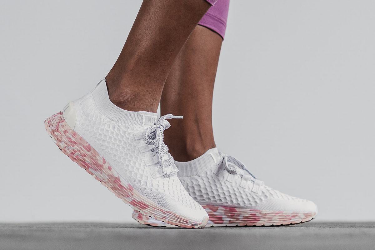 Nobull Knit Runner Loopschoenen Dames Wit Roze | 654981-WFU