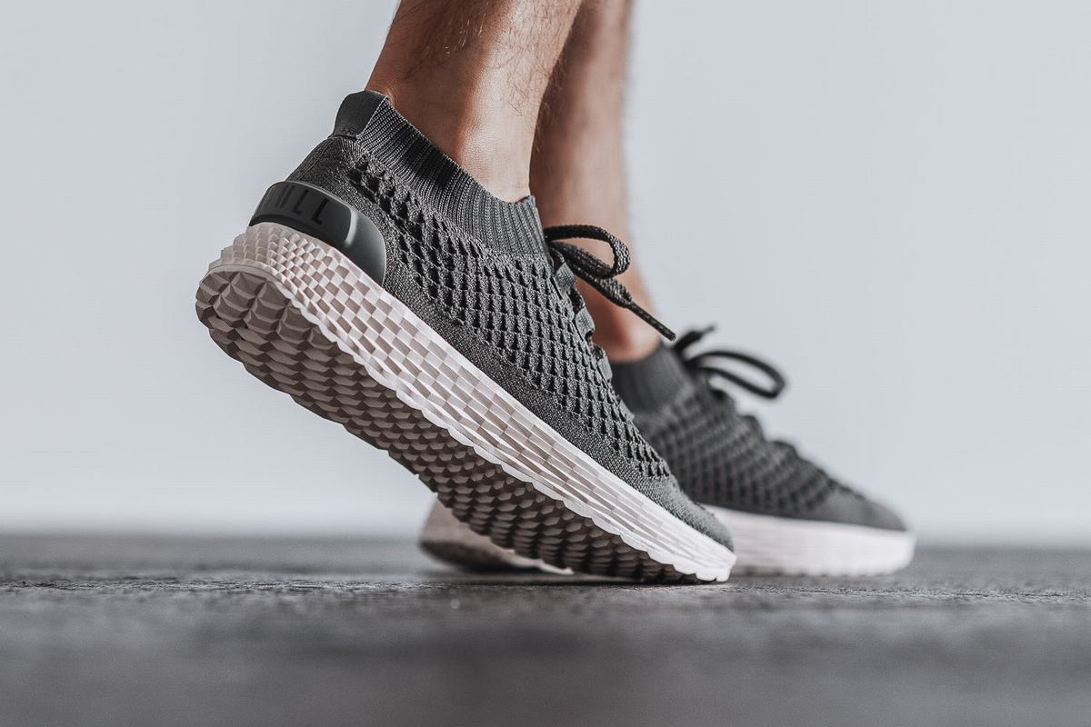 Nobull Knit Runner Loopschoenen Heren Donkergrijs Wit | 652318-GPL