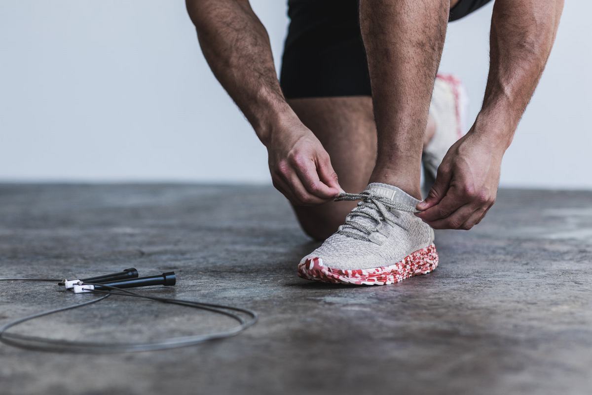 Nobull Knit Runner Loopschoenen Heren Grijs Rood | 823054-TFD