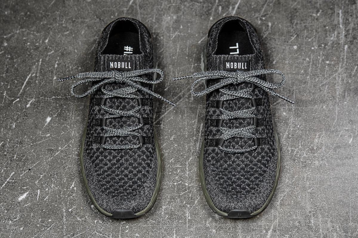 Nobull Knit Runner Loopschoenen Heren Zwart Donkergroen | 496320-UFY