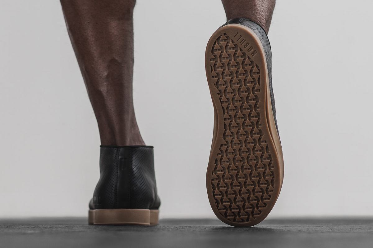 Nobull Leather Mid Trainer Fitness Schoenen Heren Zwart | 108243-RVN