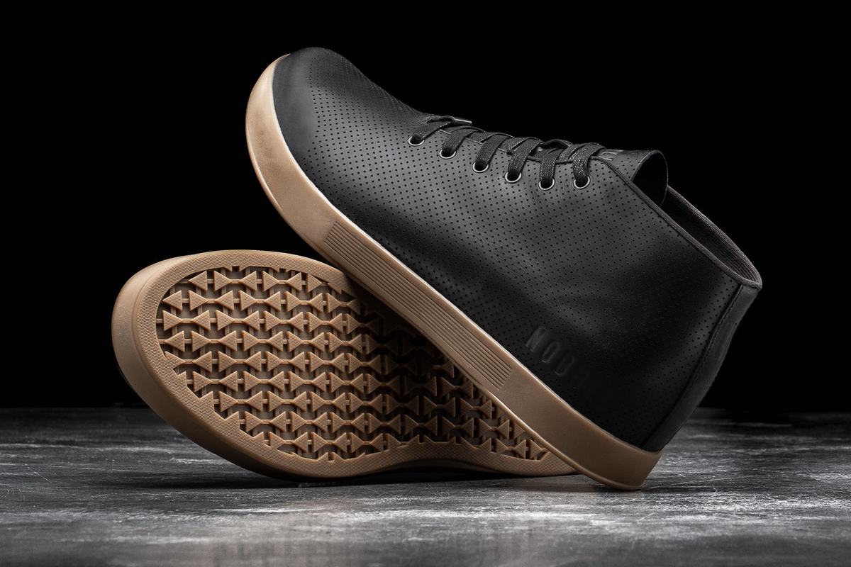 Nobull Leather Mid Trainer Fitness Schoenen Heren Zwart | 108243-RVN