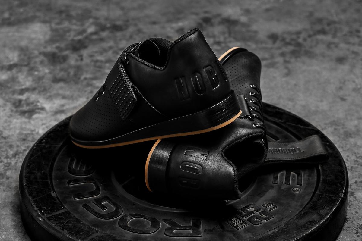 Nobull Leather Powerlift Schoenen Dames Zwart | 608391-AFZ