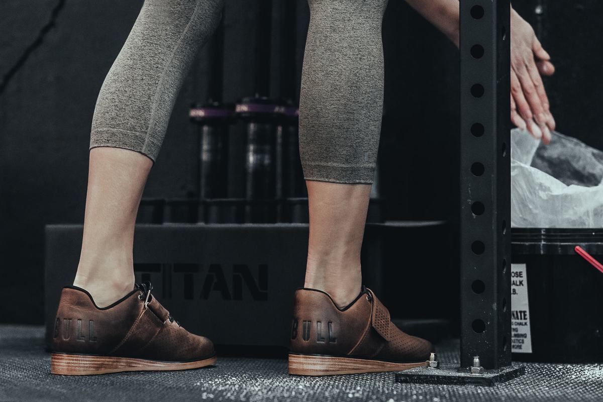 Nobull Leather Powerlift Schoenen Dames Koffie | 923417-MPV