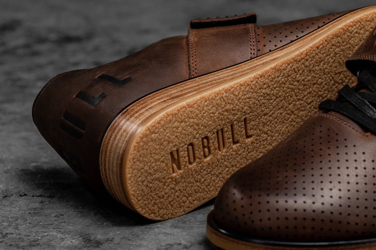 Nobull Leather Powerlift Schoenen Dames Koffie | 923417-MPV