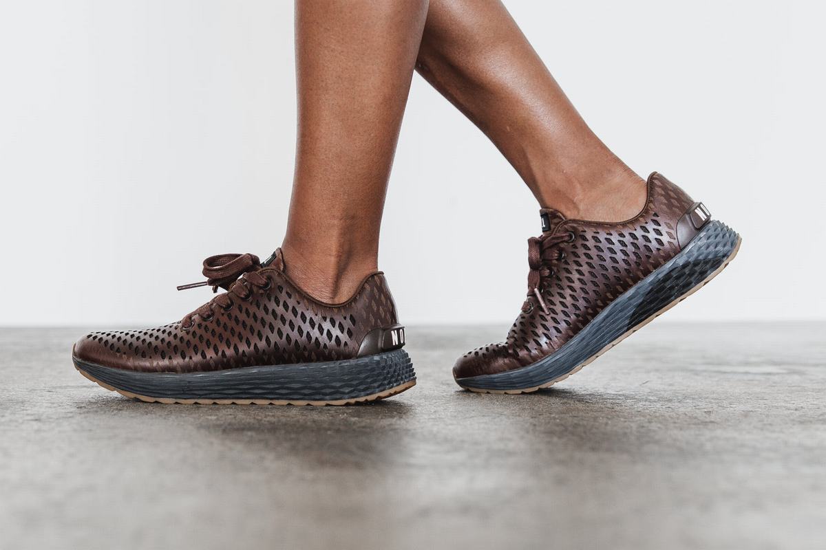 Nobull Leather Runner Loopschoenen Dames Koffie | 582706-NXC