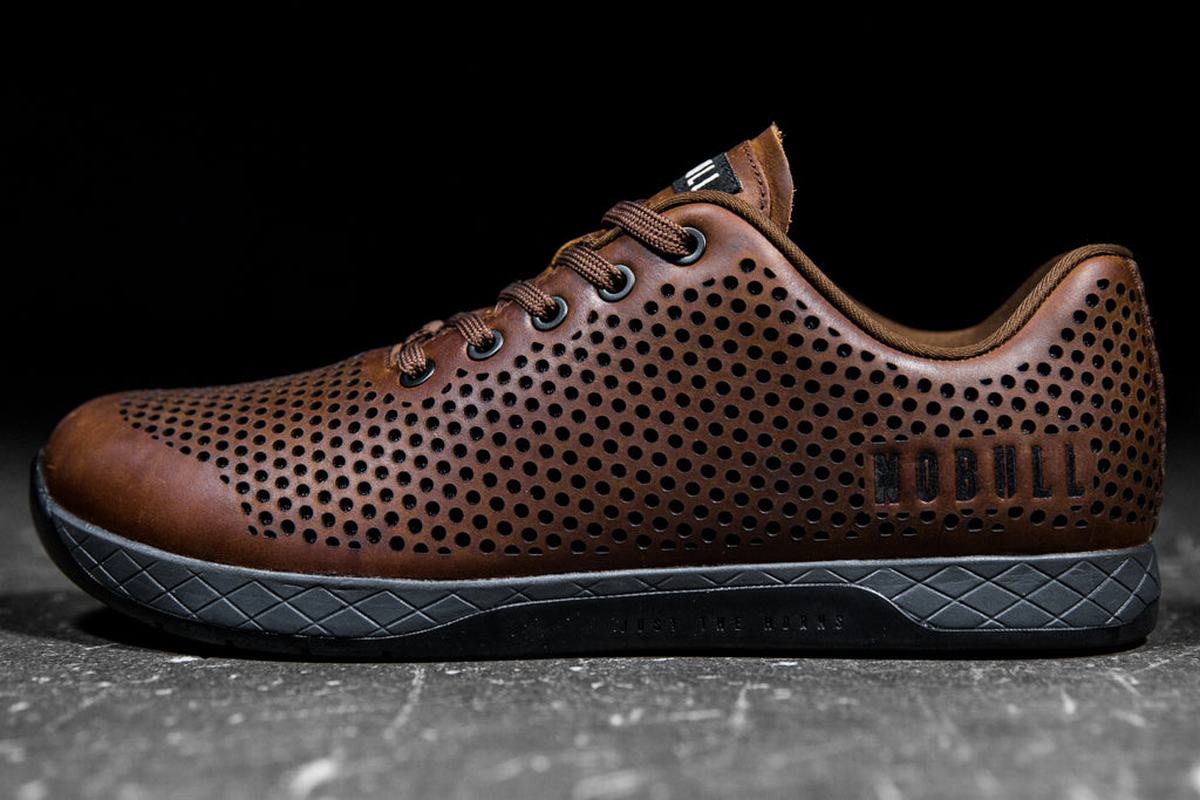Nobull Leather Trainer Fitness Schoenen Heren Koffie | 129860-SWB