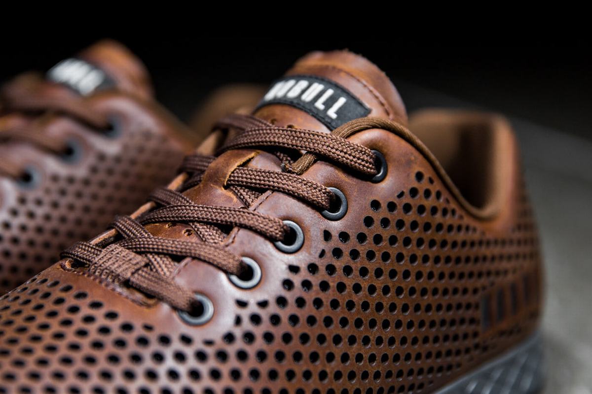 Nobull Leather Trainer Fitness Schoenen Heren Koffie | 129860-SWB