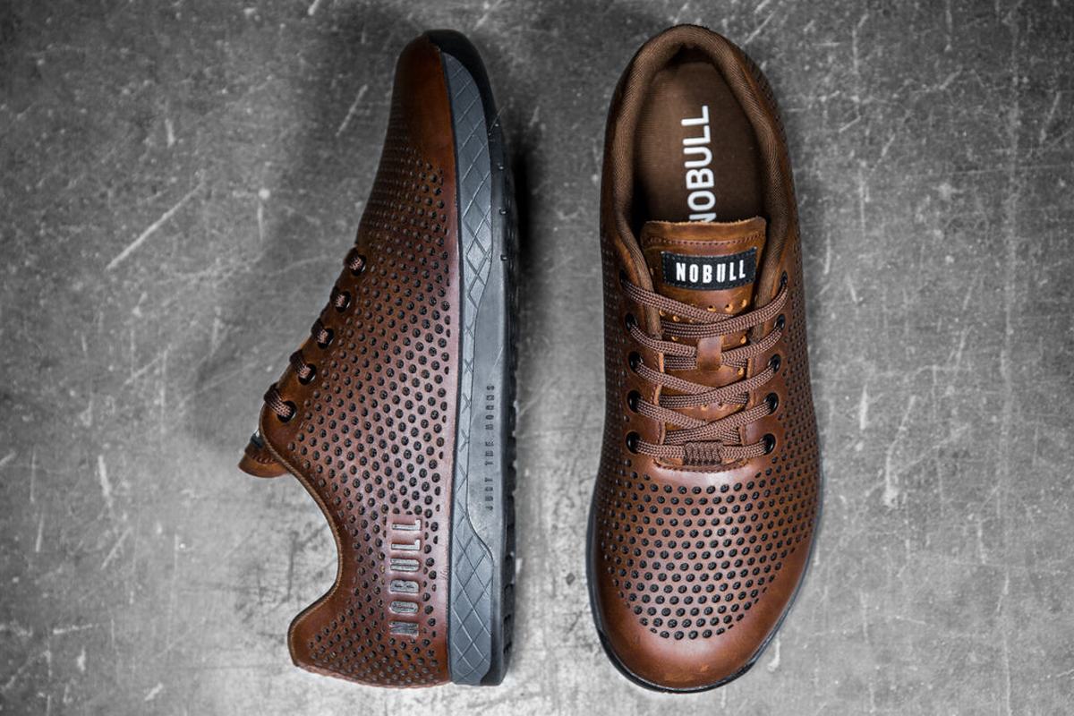 Nobull Leather Trainer Fitness Schoenen Heren Koffie | 129860-SWB