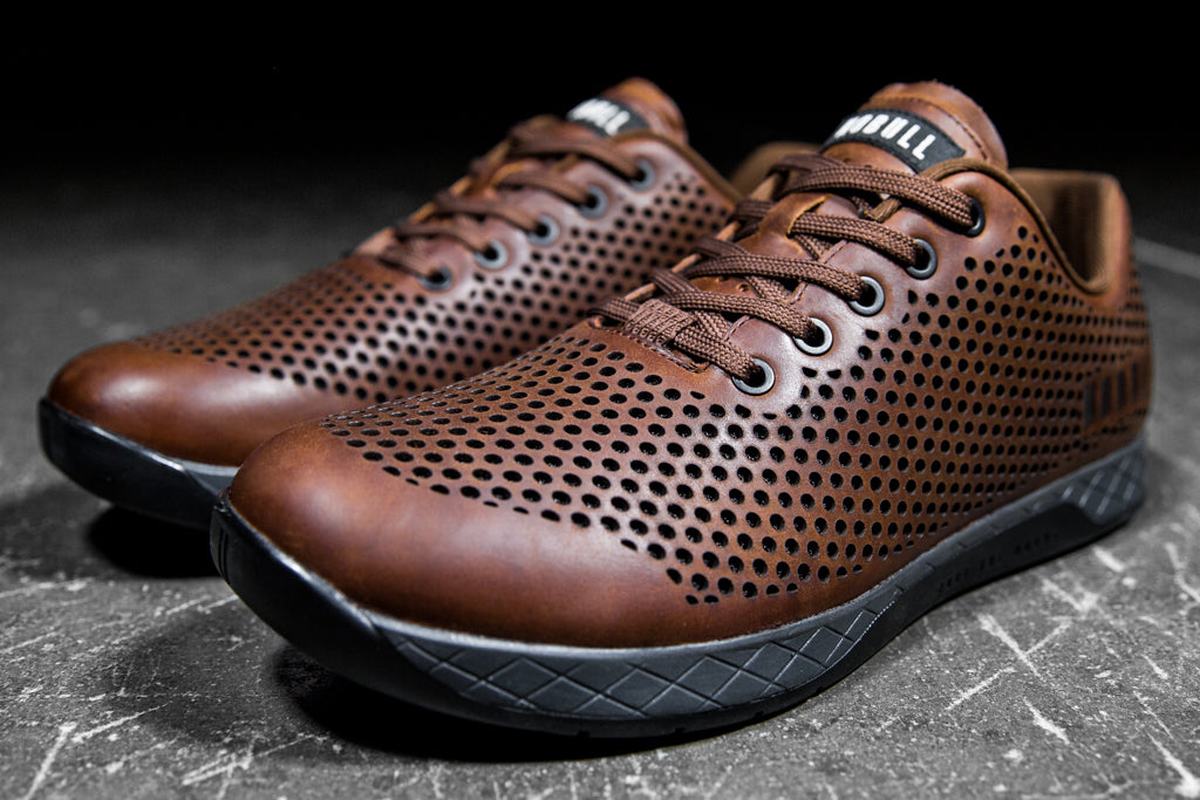 Nobull Leather Trainer Fitness Schoenen Heren Koffie | 129860-SWB