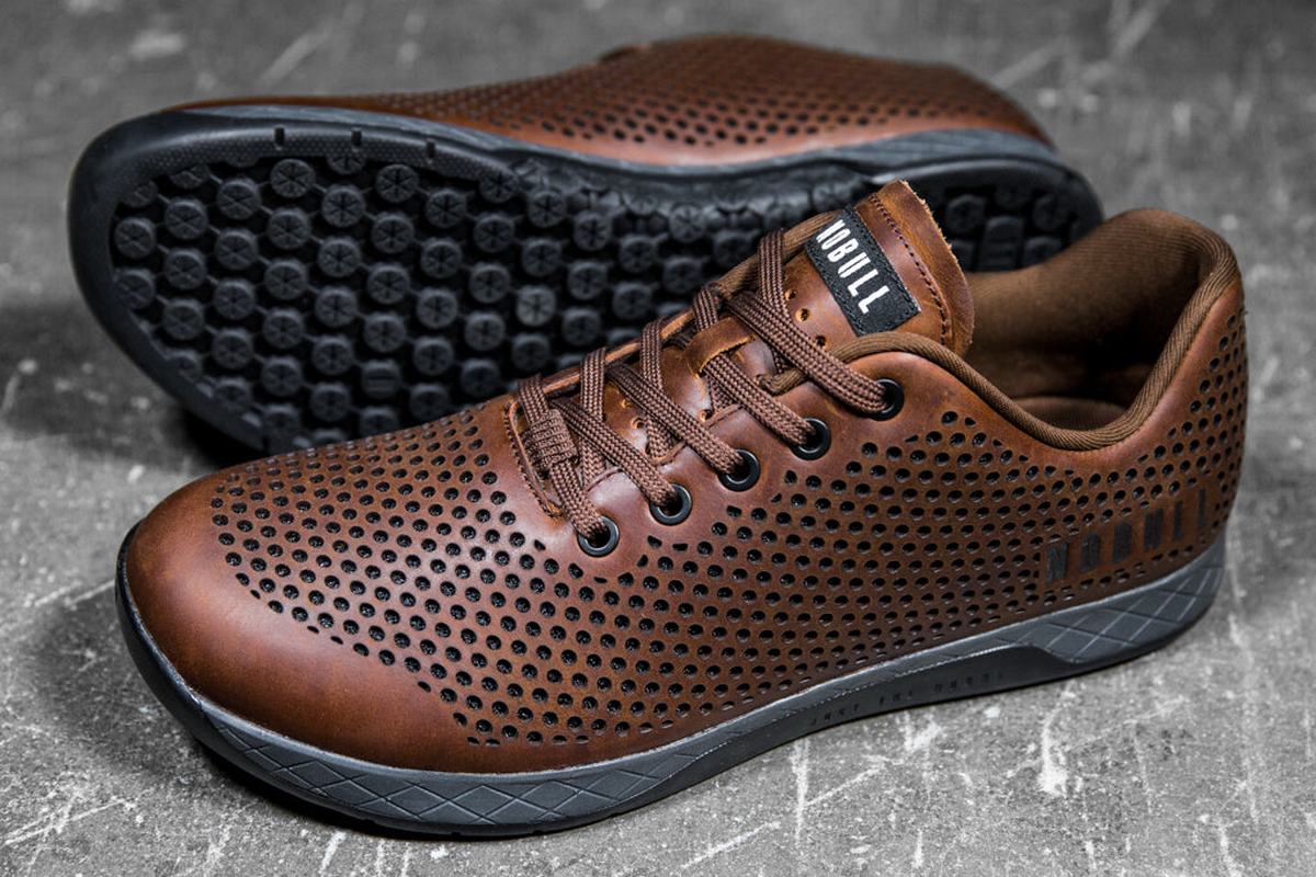 Nobull Leather Trainer Fitness Schoenen Heren Koffie | 129860-SWB