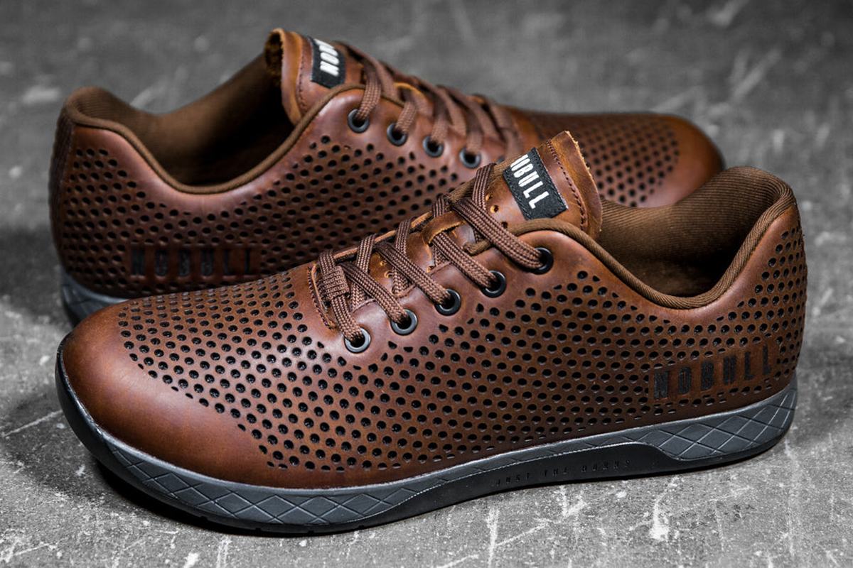 Nobull Leather Trainer Fitness Schoenen Heren Koffie | 129860-SWB