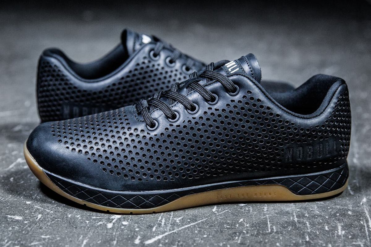 Nobull Leather Trainer Fitness Schoenen Heren Zwart | 291430-NQY