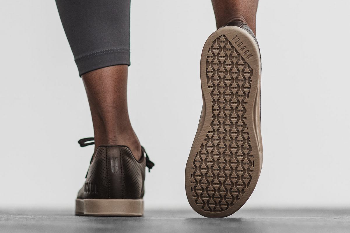 Nobull Leather Trainer Fitness Schoenen Dames Bruin | 487196-WIP
