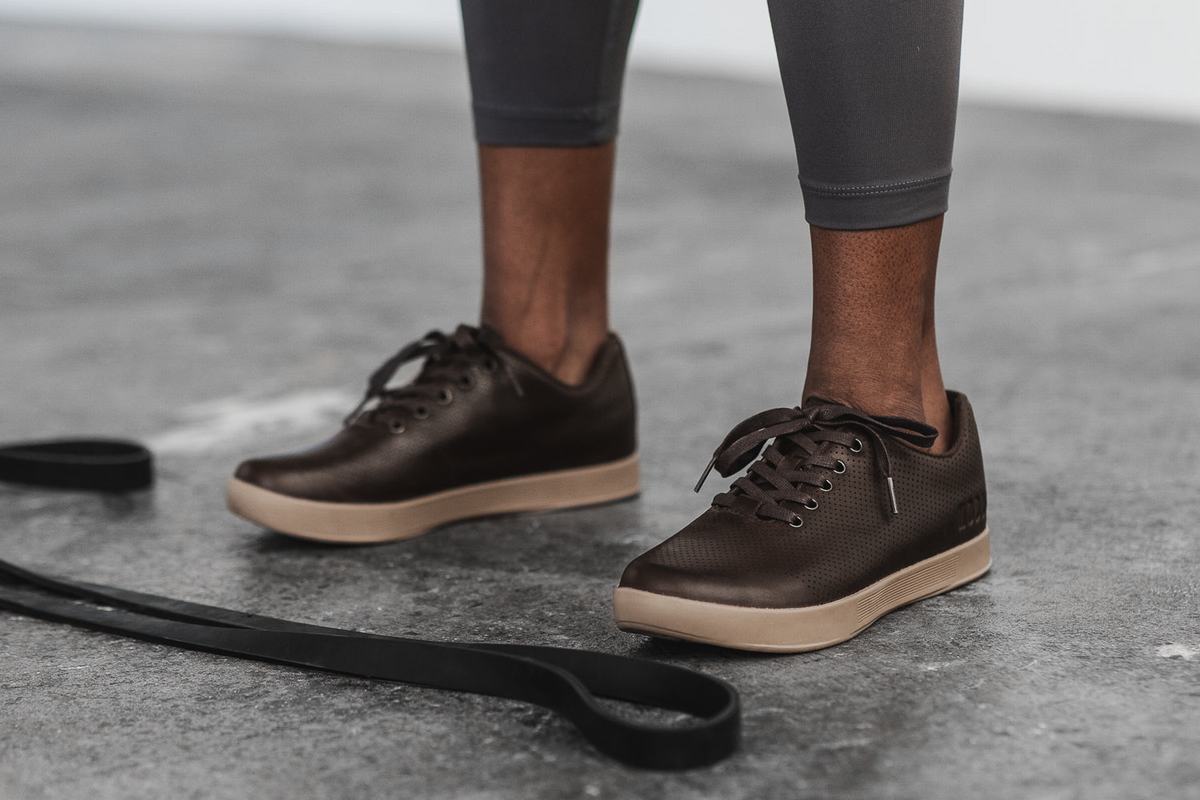 Nobull Leather Trainer Fitness Schoenen Dames Bruin | 487196-WIP