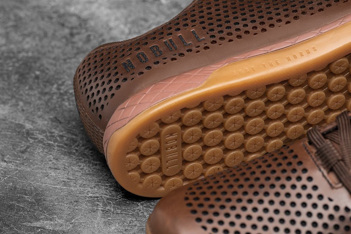 Nobull Leather Trainer Fitness Schoenen Heren Koffie | 786450-ZMA