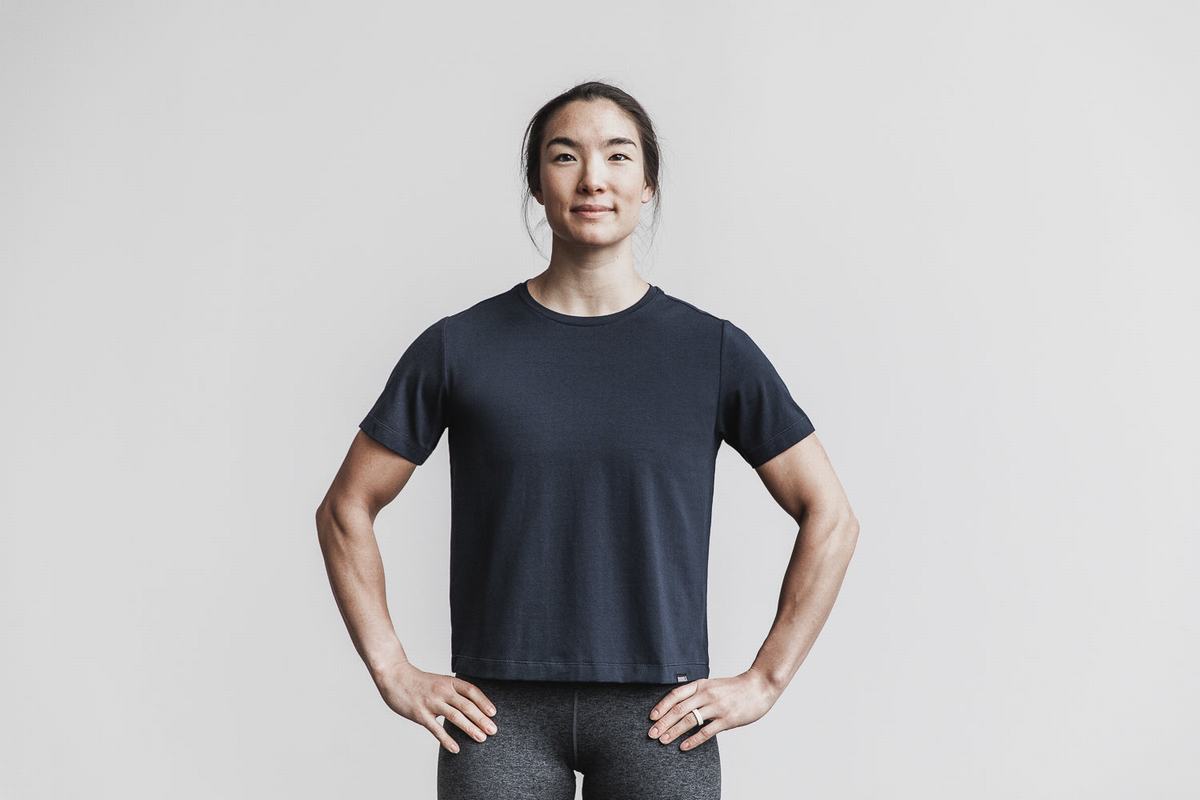 Nobull Lightweight Boxy T-shirts Dames Donkerblauw | 184039-IAL