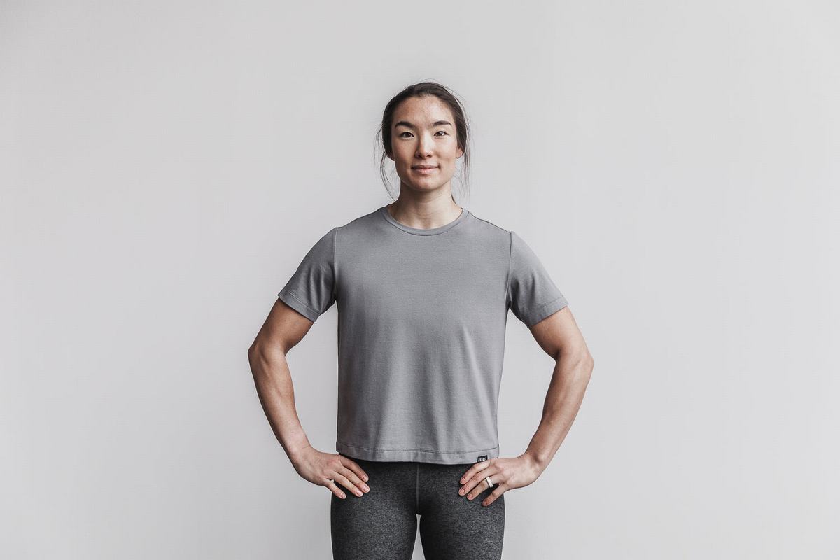 Nobull Lightweight Boxy T-shirts Dames Donkergrijs | 592380-LGE