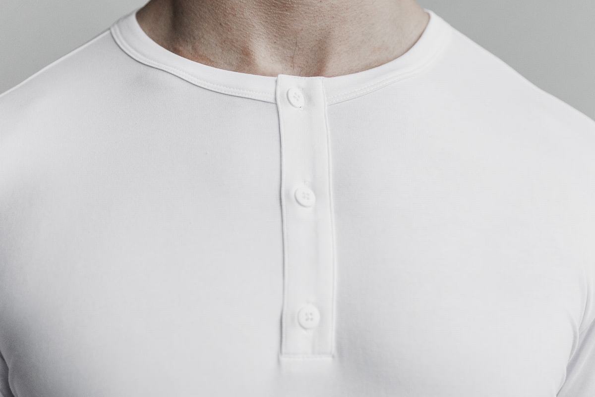 Nobull Lightweight Henley T-Shirt Lange Mouw Heren Wit | 279413-WRU