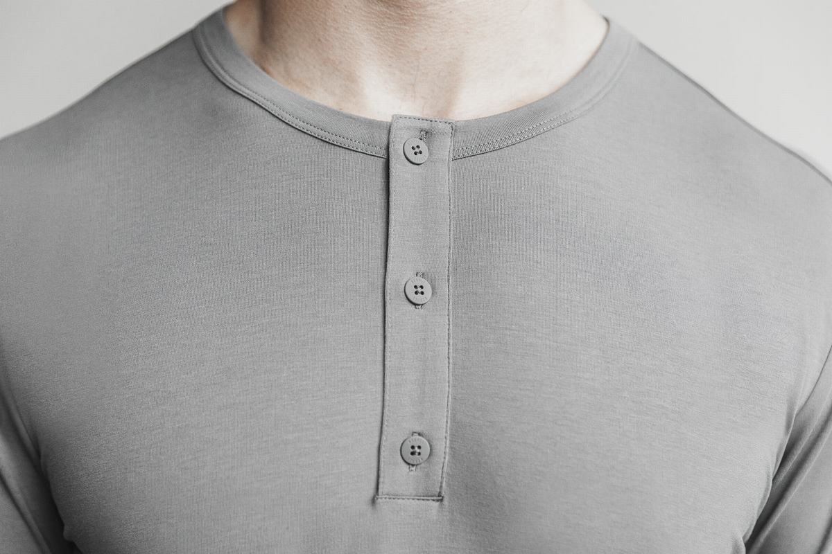 Nobull Lightweight Henley T-Shirt Lange Mouw Heren Donkergrijs | 279510-FGS
