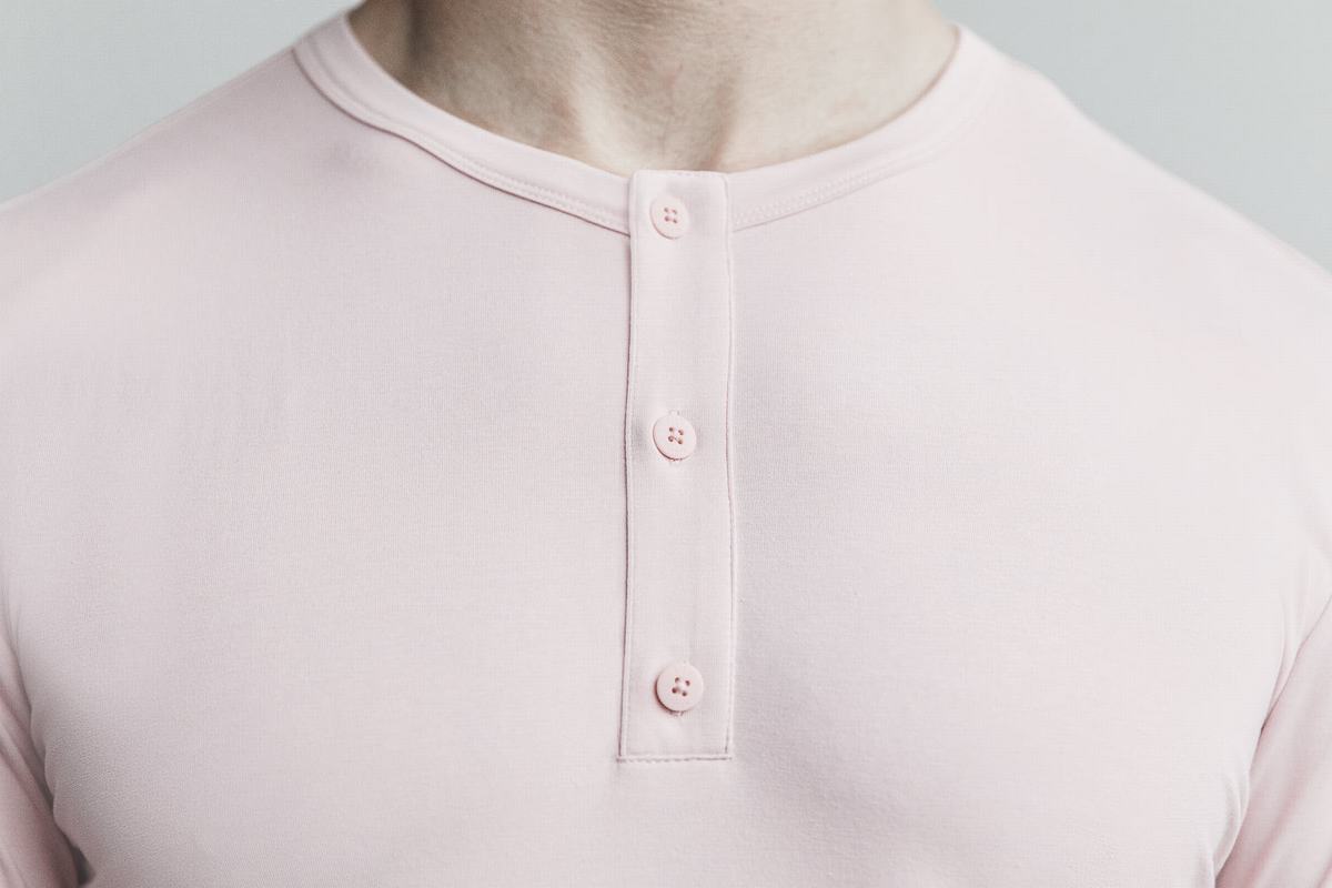Nobull Lightweight Henley T-Shirt Lange Mouw Heren Roze | 692347-XGK