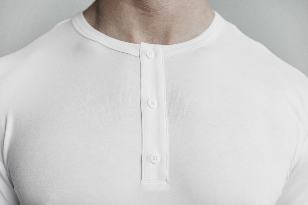 Nobull Lightweight Henley T-shirts Heren Wit | 283956-YXW