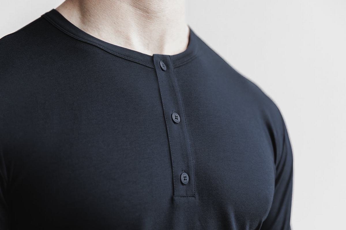 Nobull Lightweight Henley T-shirts Heren Donkerblauw | 813427-PCL