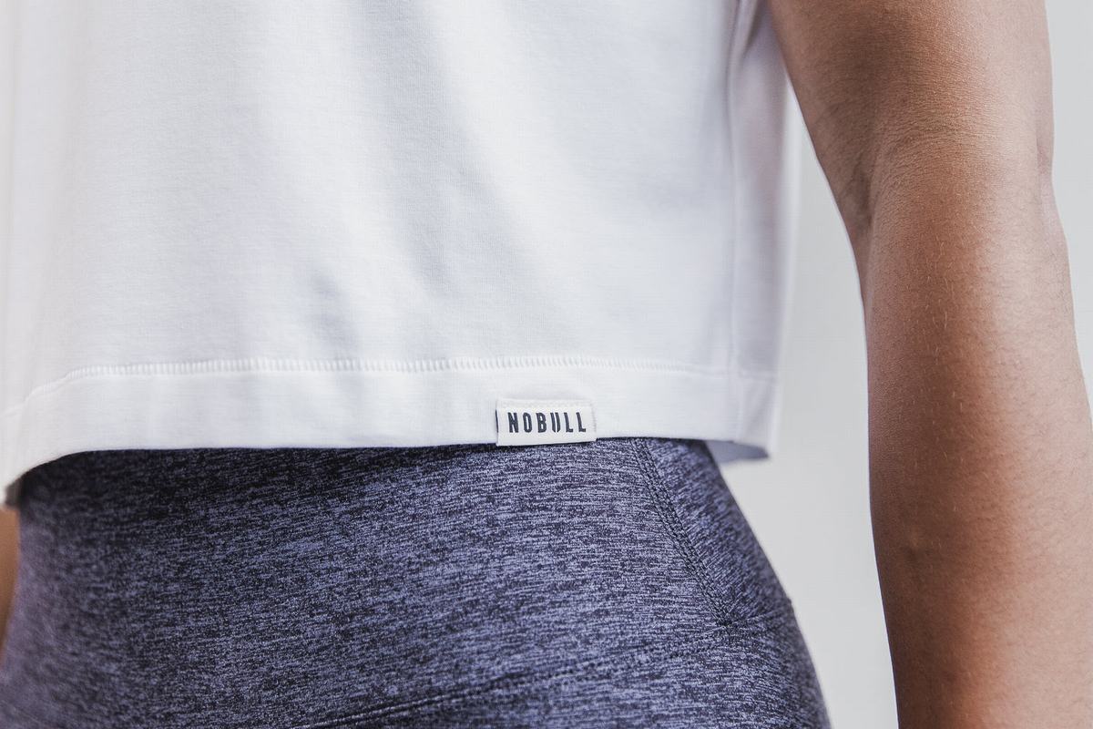 Nobull Lightweight Mouwloos Crop T-shirts Dames Wit | 542371-MGB