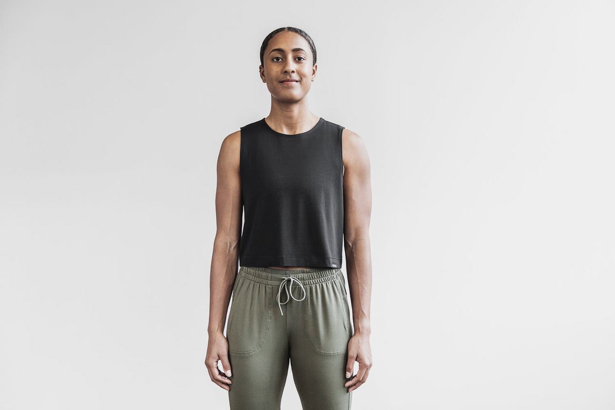 Nobull Lightweight Mouwloos Crop T-shirts Dames Zwart | 985012-JVW