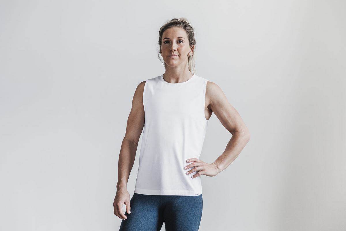 Nobull Lightweight Mouwloos T-shirts Dames Wit | 253168-ASH