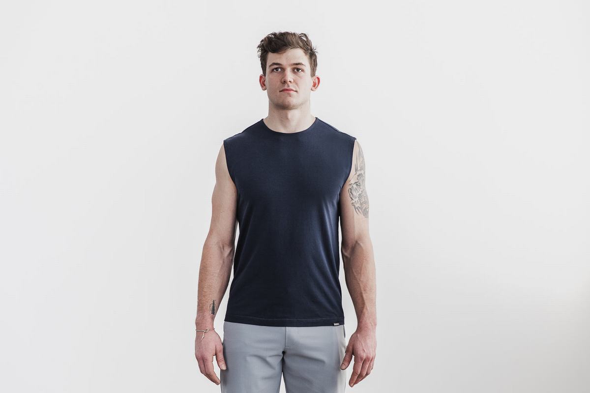 Nobull Lightweight Mouwloos T-shirts Heren Donkerblauw | 815473-VCA